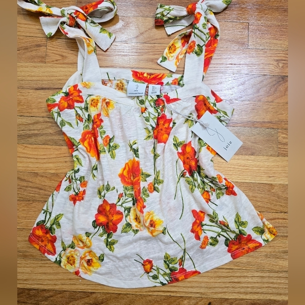 Joie Floral Print Women's Top - White and Orange